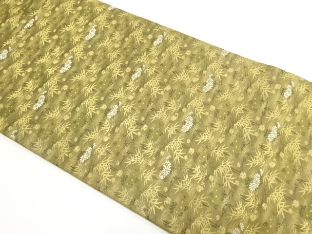 JAPANESE KIMONO / ANTIQUE MARU OBI / SILK / WOVEN KIKU